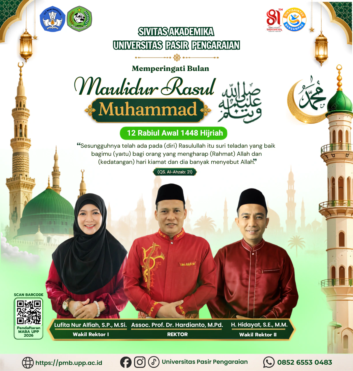 Peringati Maulid Nabi Muhammad SAW 1448 H, Rektor UPP Ajak Sivitas Akademika Teladani Karakter dan Akhlak Rasulullah ﷺ